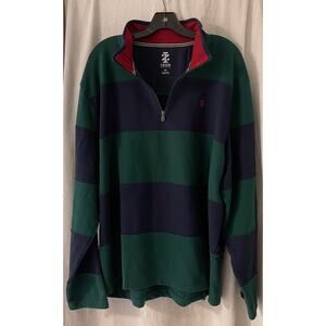 Izod 60%Cotton/40%Poly Men's L/S 1/4 Zip Jacket Blue/Green/Red XXL A+